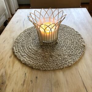 Wire Basket with 3 Ball Feet and Off-White Finish